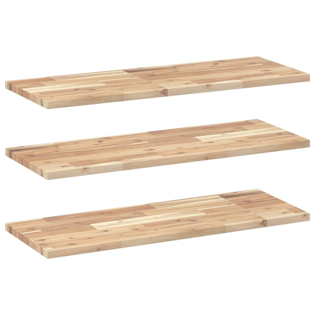 Schweberegale aus massivem Akazienholz 3 Stück 100x30x2 cm Unbehandeltes Holz für individuelle Gestaltung Stabiles Wandregal für Wohnzimmer Küche und Bad