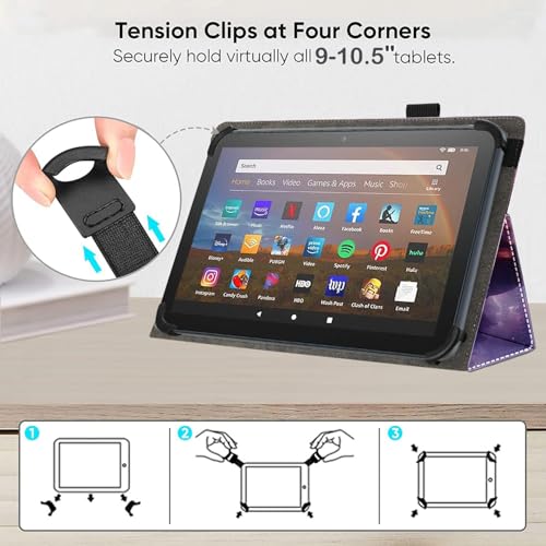 Pudiceva Universal 10 10.1 Inch Android Tablet Case,Slim Folding Stand Cover for All 9"-10.5" Touchscreen Tablet Case with Stylus Pen Holder,City Sky by Pudiceva - Image 5