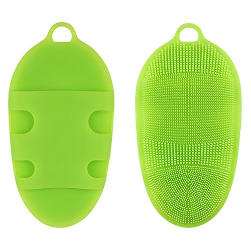INNERNEED Soft Silicone Body Brush Body Wash Bath Shower Scrubber Exfoliating Glove Skin Care SPA Massage Tool, for Sensitive and All Kinds of Skin (Green)