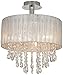 Jolie Modern Ceiling Light Semi Flush Mount Fixture Chrome Sheer Silver Fabric Drum 15" Wide Crystal Droplets for Bedroom Kitchen Living Room Hallway Bathroom - Possini Euro Design