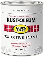 Vista 2 de Rust-Oleum 7792502 Stops Rust Pintura con Brocha, Cuarto de Galón, Blanco Brillante, (Paquete de 1)