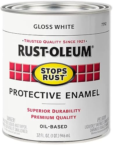 Miniatura 2 de Rust-Oleum 7792502 - Pintura antióxido con brocha cuarto de galón blanco brillante
