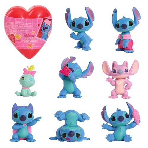 Disney Stitch Valentines Collectible Mini Figure Mystery 6 cm Figurine and Bonus Sticker Toy for Collectors Fans Girls Boys Kids Ages 3 and Up by Just Play