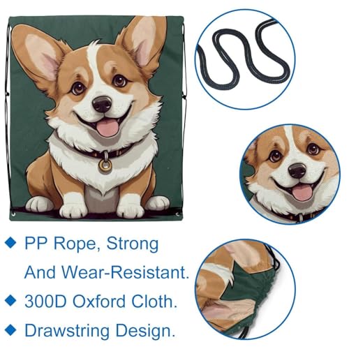 Sac à dos corgis pliable avec cordon de serrage résistant à l'eau pour adulte