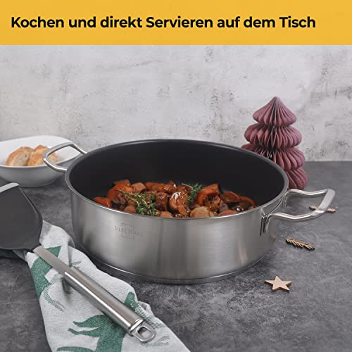 Servierpfanne SILBERTHAL 28 cm hoher Rand, Induktion, Edelstahl