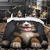 YVASPQRTW Lindo Cachorro 3D Impresión Edredón Funda 3pz Microfibra Transpirable Adorable montaña bernesa Funda de edredón 2 Fundas Cremallera Chicos Chicas Super King（260x220cm）