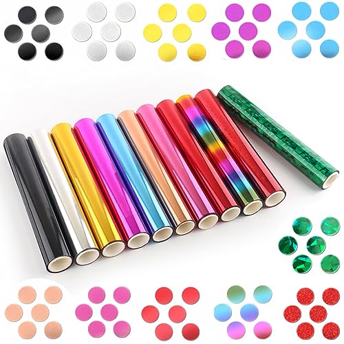 11 Transfer Foil Paper Bundle for Foil Quill/Heat Foil Pen/Heat Foil System,5.9inx16.4ft Heat Transfer Foil Roll,11 Assorted Colors Hot Foil Roll Transfer Foil Roll for Craft,Christmas Foil