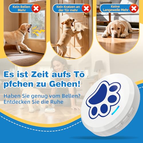 ChunHee Katzenklingel/Hundeklingel Buzzer Hund Haustier Türglocken Sensor Berührt Wasserdicht Türklingel 28 Klingeltöne und 5 Stufen Einstellbare Lautstärke