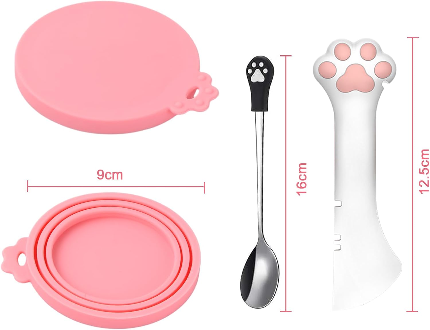 Silicone Lid and Spoon Set for Cats Wet Food, Multifunctional Can Opener for Pet Boxes, Washable BPA Free Utensils, Accessories for Dogs and Cats image 4