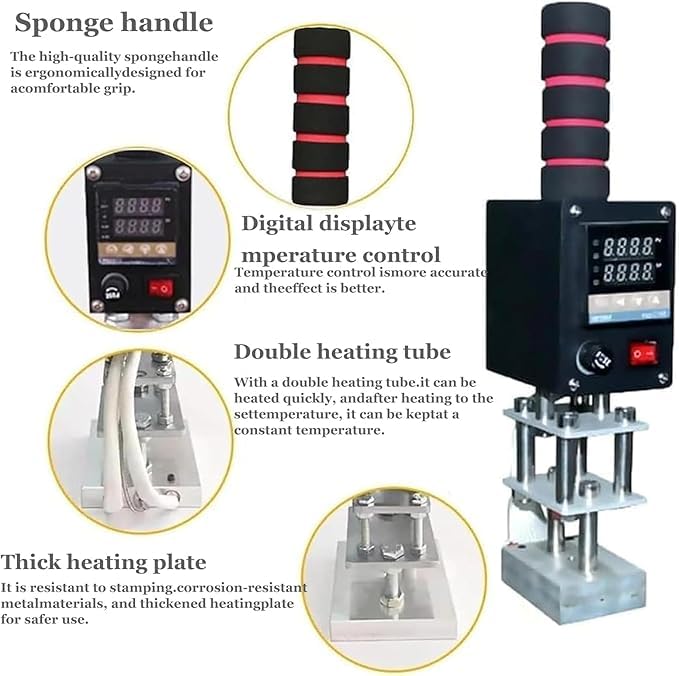 Máquina Portátil De Estampado En Caliente Para Cuero, Control Digital De Temperatura Ajustable De 0 A 400 °C, Herramienta De Hendido De 500 W Con Placa Calefactora Extraíble, Ideal Para Manualidades,