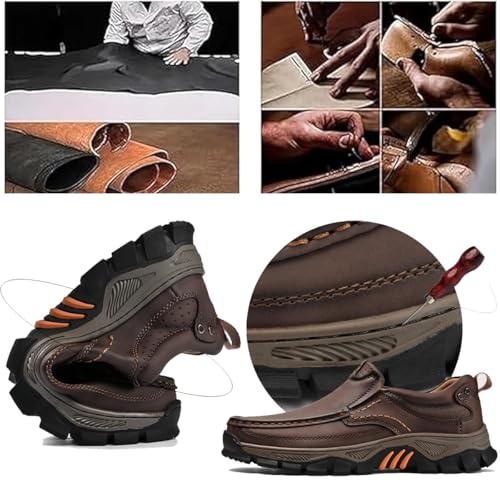 Enjerr Orthopedic Balance Shoes Men for Balance,Slip on Hiking Shoes,2025 Men's Casual Leather Handmade Non-Slip Arch Support Loafers2