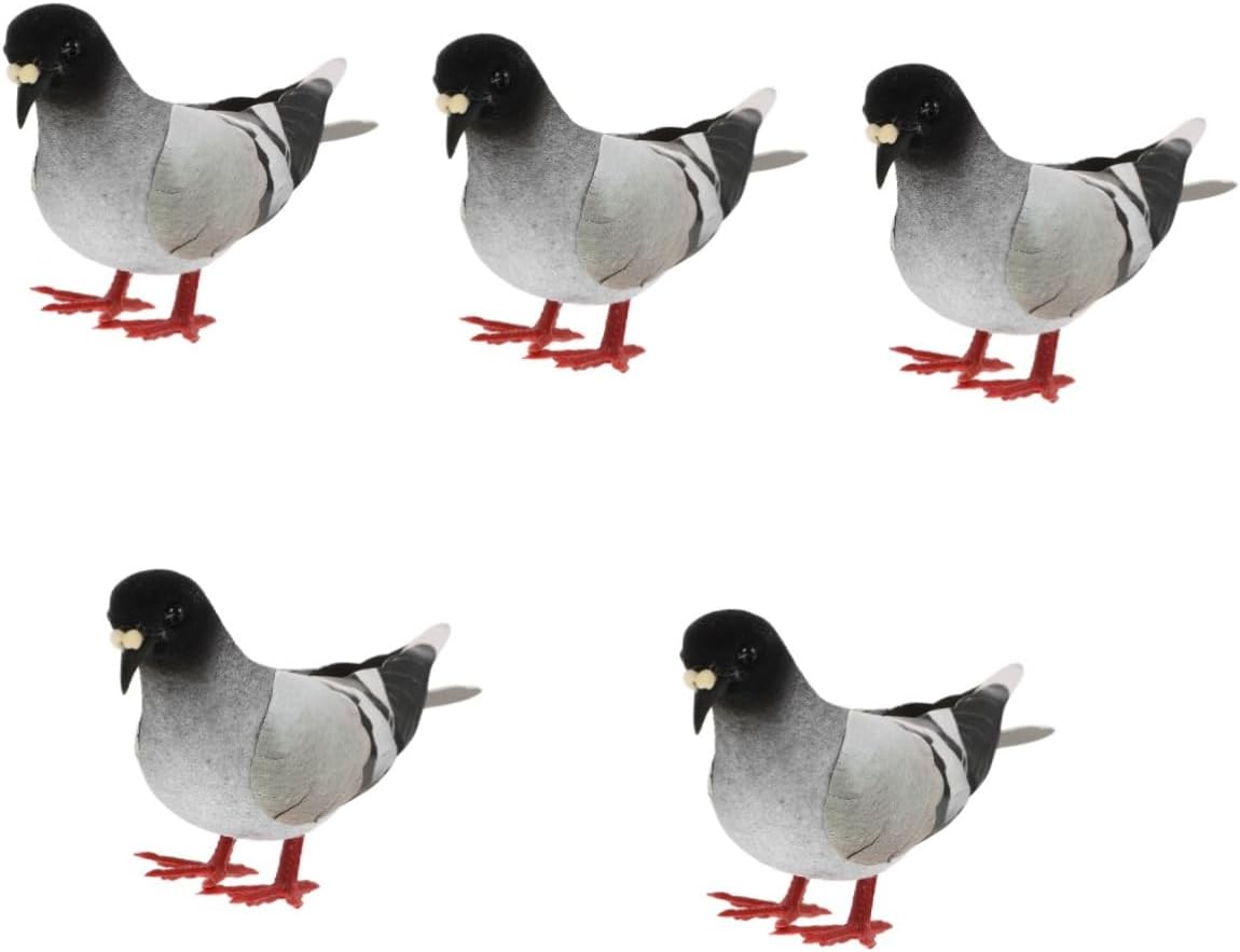 5Pcs Realistic Simulation Pigeon Models Imitation Pigeons for Home and Garden Decor Lifelike Ornamental Birds for Indoor and Outdoor Use for Photography Props