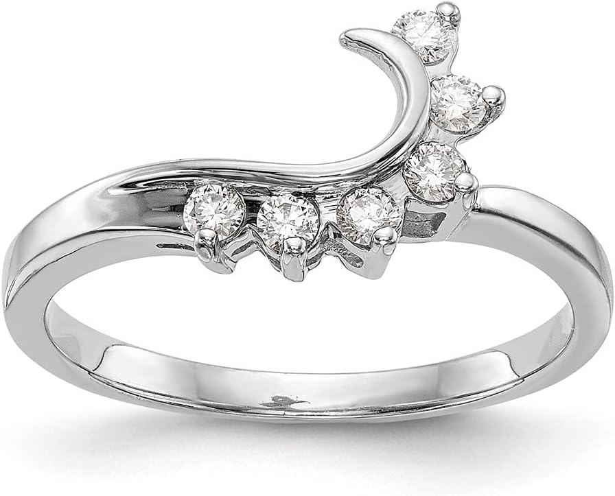 Diamond2Deal 14K White Gold Diamond Enhancer Ring Guard Wrap 0.15 cttw