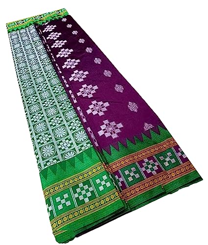 Jolly Women`s Sambalpuri Bomkai Silk Saree With Traditional Design with Blouse Piece (Purple Green)