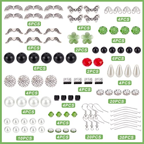 SUNNYCLUE 1 Box DIY 10 works Christmas Themed Handcraft Snowman Earrings Making Kit Angel Wing Beads for jewellery Making Czech Faceted Glass Bead Flower Shaped Glass Flower Bead Caps Adult Women - Image 2