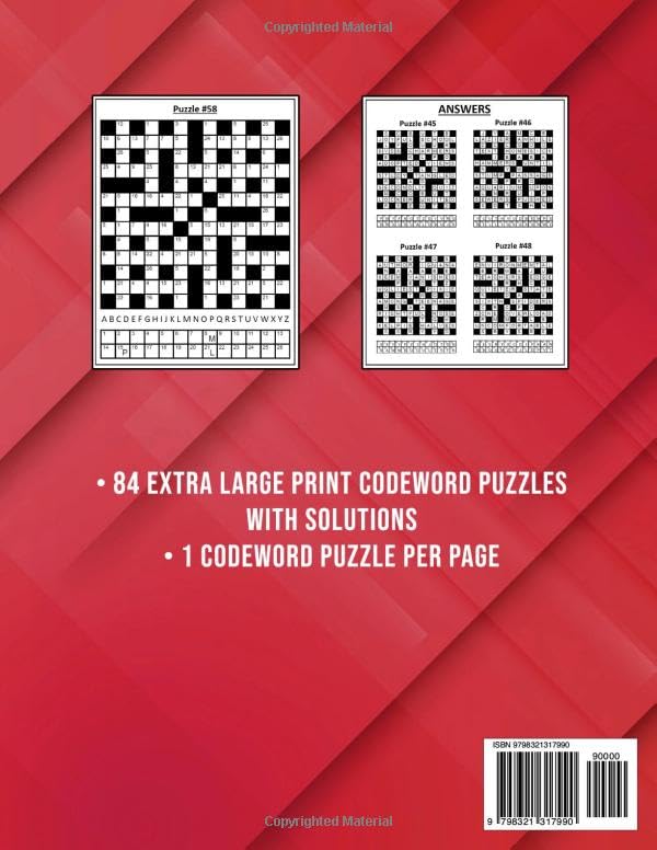 Image of Extra Large Print Codeword Puzzle Book for Adults: 84 Codeword Puzzles