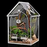 Cycodo Jumping Spider Enclosure,Warp-Proof Seamless Acrylic Tarantula Terrarium,Front Opening Bug Habitat with Feeding Port for Praying Mantis,Hermit Crabs,Snail,Micro Reptile(5' L*5' W*8' H)
