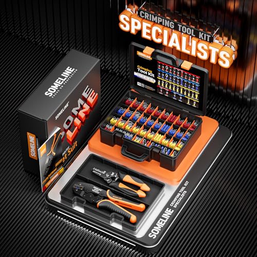 Miniatura 6 de Someline Kit De Crimpadora Terminales Eléctricos, 39 Tipos De Terminales Preaislados, 0,34 6mm Crimpadora Autoajustable De Trinquete Y Pelacables, Para Electricista, Automoción Y Bricolaje