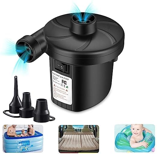 SUKEE® Multi-Purpose Electric Air Pump for Quickly Inflates/Deflates Sofa Bed, Swimming Pool Tubes, Toys, Air Bags, Mattresses (Black)-image-4