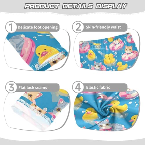Cute Cats Pink Girls' Leggings Toddler Doodles Yellow Duck Kids Yoga Pants Dance Active Tights 4T3