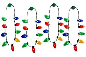 4 Pack Battery-Powered Christmas Tree Bulb Necklace, Holiday Party Favor for Christmas,...