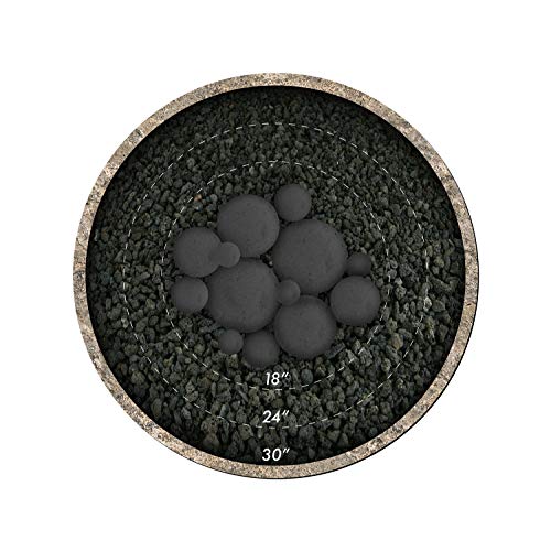 Ceramic Fire Balls | Mixed Set of 13 | Modern Accessory for Indoor and Outdoor Fire Pits or Fireplaces – Brushed Concrete Look | Midnight Black