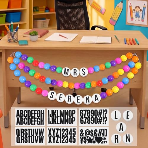 Outus 41 Pcs Classroom Teacher Banner Teacher Table Decoration Giant Friendship Bracelet Banner Garland Back to School Decoration for Teachers Photo Booth Backdrop Classroom Party Supplies (Rainbow)