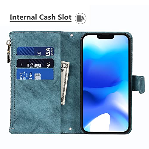 Housse iPhone 14 Plus bleu pour voyager léger grâce au cordon et support - 5