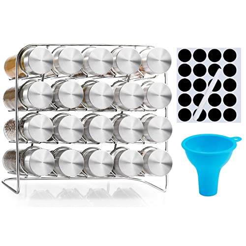 DEFWAY Gewürzregal für Innenschrank - Küchengewürz-Organizer, Gewürzregal mit 20 leeren Gläsern, 40 Gewürzetiketten, Kreidemarker, breiter Trichter Cover