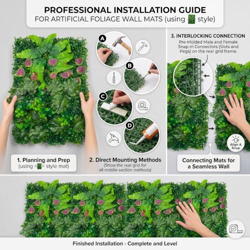 Image of Dekorly Artificial Grass Wall Panels | Indoor Outdoor Decoration | Garden, Floor, Balcony Home Decoration | Vertical Garden Artificial Wall Plants (Monstera Leaf Mat, 58cm x 40cm)
