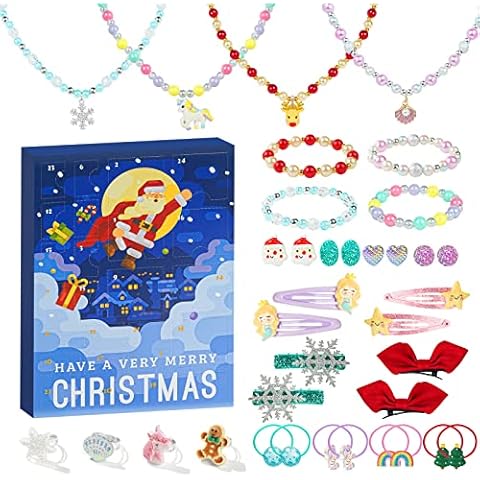 Girls Advent calendar 2022, Venares Jewellery Advent Calendar 2022 for Girls Kids Toddler Chrismas Surprise Gift, Unicorn Mermaid Xmas Snow Kids Jewellery and Girls Hair Accesories Cover