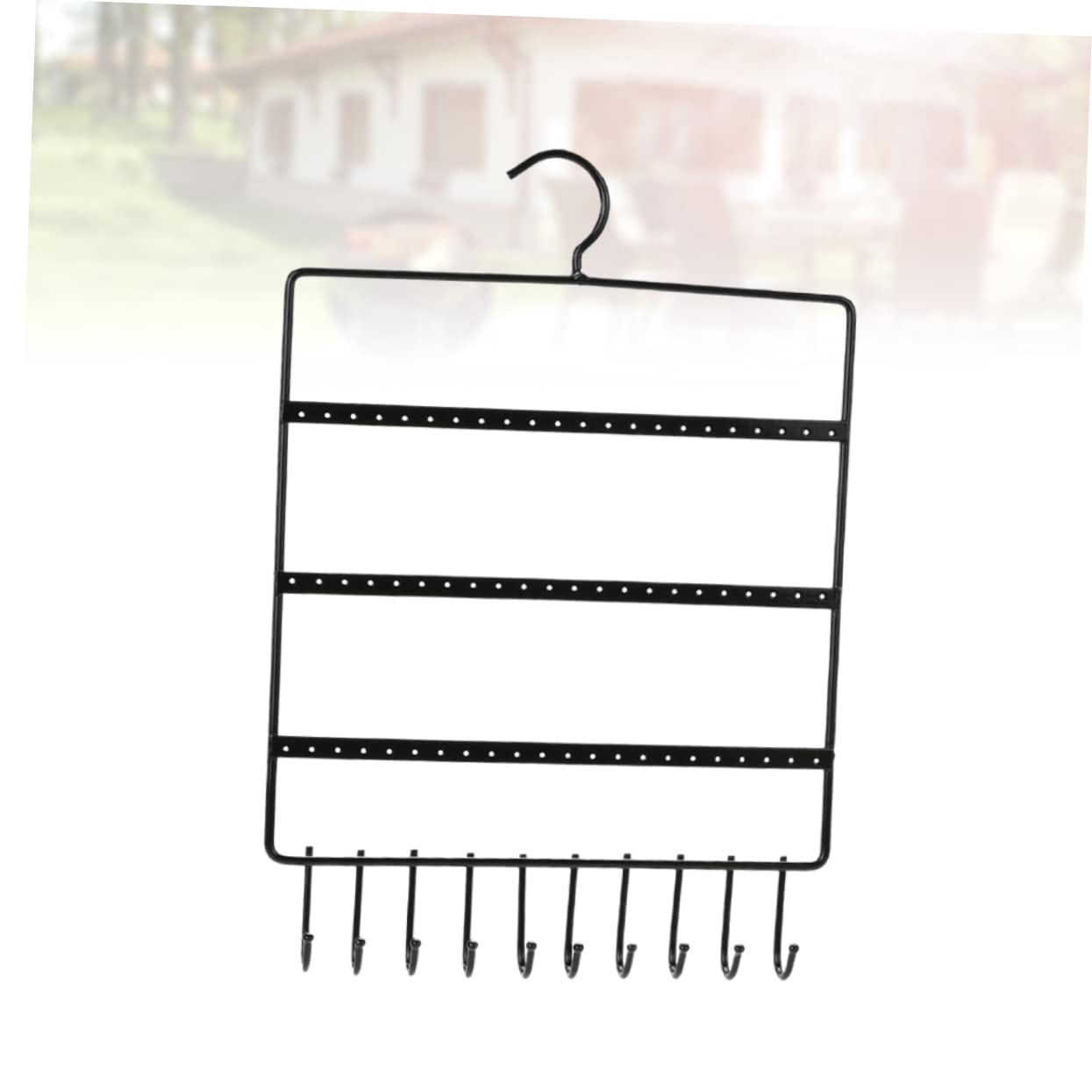 Holibanna Wall Mounted Earring Holder Black Metal Durable Jewelry Organizer for Earrings Compact Design for Easy Access and Display for Women