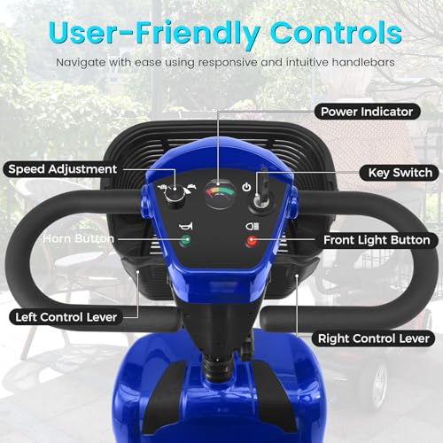 Image of 4 Wheel Mobility Scooters for Seniors - Up to 45 Miles Range,Folding Powered Mobility Scooter Device w /600WH Battery,Only 58 lb Weight, Dual Basket, 300 lb Capacity, Compact