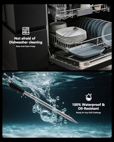 Bluetooth Wireless Meat Thermometer with App, Touch Screen, Audible Alarm, 2 Probes, 800ft Range & Rechargeable Base, Kitchen Food Thermometer for Cooking, BBQ, Smoker | Stocking Stuffers for Men