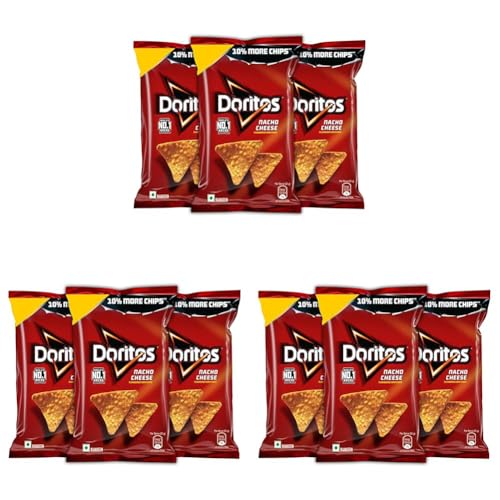 Image of Doritos Nacho Chips - Nacho Cheese Flavor Big Pack 82.5gm ,Pack of 9