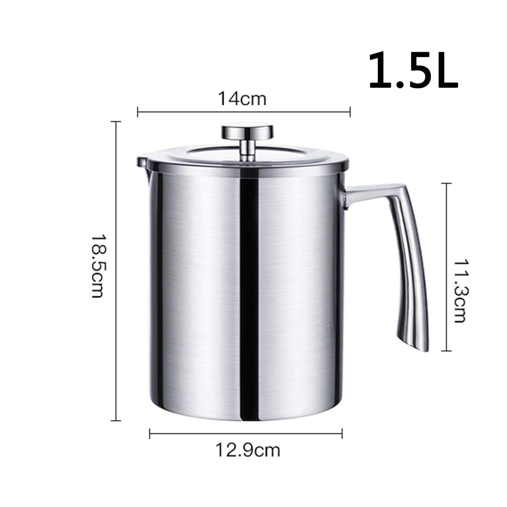 ESNY Home Pojemnik na olej z sitkiem, pojemnik na tłuszcz, 1,2 l/1,5 l, pojemnik do przechowywania oleju ze stali nierdzewnej, z sitkiem o drobnych oczkach, pyłoszczelna pokrywka do przechowywania