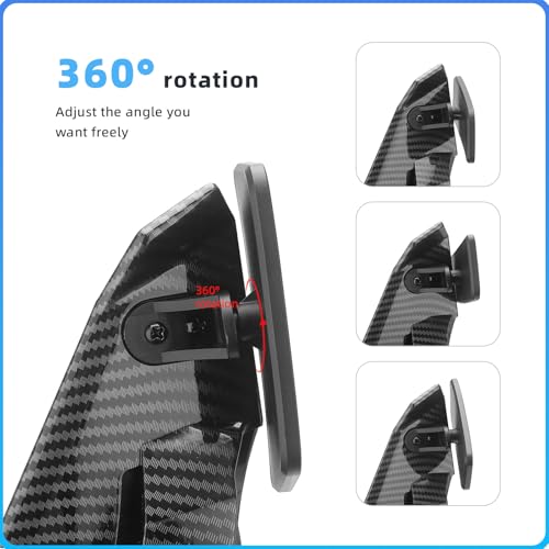 Image of Motorcycle Rear View Mirrors, Side Wing Rearview Stealth Mirror | Universal Glossy Black Winglets Mirrors Replacement for Honda / Kawasaki / Yamaha / Suzuki / B-MW / Apriliar / Ducati