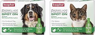 Tick and Flea Protection Spot On for Dogs Over 15 kg & Tick and Flea Protection Spot On for Cats, Tick and Flea Protection with Margosa Extract, 3 x 0.8 ml product image