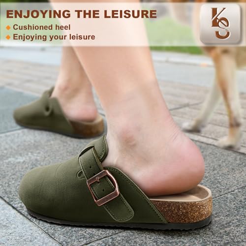 Image of KEMISANT Men Clogs-Comfortable Suede Mules Slippers Sandals Nurse Potato Shoes Unisex-Cushioned Cork-Footbed