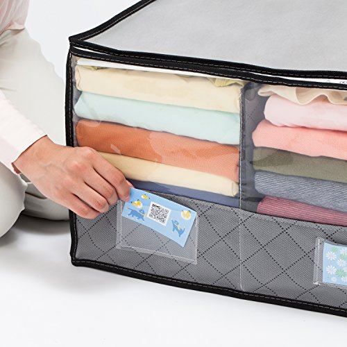 1Storage Charcoal Fiber Clothing Organizer Bag, 28"x15"x12", 3cells, Carry Handles, Grey 171-37E - Thumbnail 3