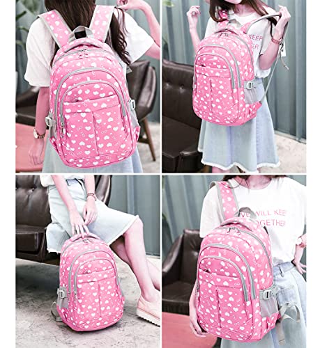 Bluefairy Girls Backpack For Kids Elementary School Bags Bookbag For Child Teens Lightweight Waterproof Nylon Sturdy Gifts Mochila Para 5.6.7.8.9.10 Niñas(Pink) #TOP5