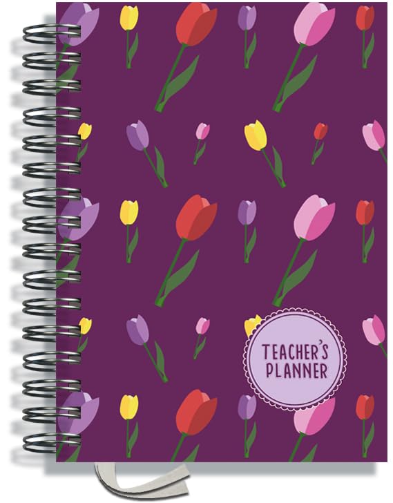 Teacher Planner 2026-2027 A5 size by Pirongs | 8 Lesson Planner for Teachers | Page a day | Undated, Hardback, Wiro-bound Teachers Planner - Tulip — image 1