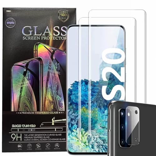 CJY For Samsung Galaxy S20 Tempered Glass Screen Protector, Galaxy S20 Screen Protector [2+2 Pack] Camera Lens Protector 3D Full Coverage[Anti-Scratch] HD Fingerprint Unlock Protector for Samsung S20 by CJY - Used condition - US$8.99