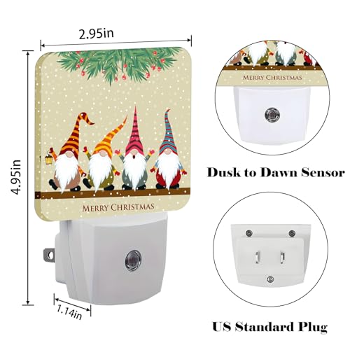 Image of Christmas Gnomes Night Light,Plug-in Nightlights Auto Sensor Night Lamp Dusk to Dawn Lamp Home Decor for Nursery Children Girls Boys