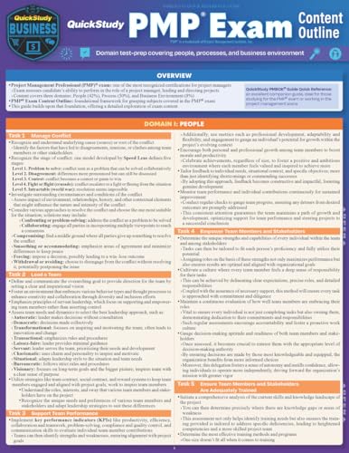 Quickstudy Pmp(r) Exam Content Outlline - Domain Test Prep: Laminated Reference Guide