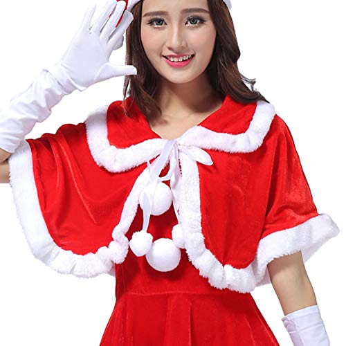 KESYOO Natal Papai Noel Xale Vermelho Natal Inverno Capa Mulheres Meninas Clima Frio Ombro Capa Feri