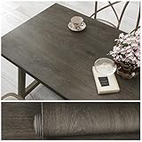 VEELIKE Ash Brown Wood Contact Paper for Countertops Peel and Stick Oak Wood Wallpaper for Cabinets Countertops Table Top 15.7''x354'' Removable Wood Grain Contact Paper Self Adhesive Wood Vinyl Wrap