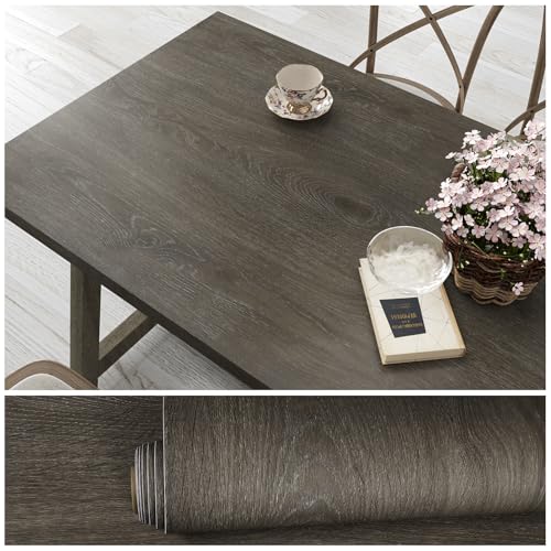 VEELIKE Thick Dark Brown Wood Contact Paper Peel and Stick Countertop Contact Paper Waterproof 24''x354'' Peel and Stick Wood Wallpaper Self Adhesive Woods Vinyl Wrap for Countertops Cabinets Table