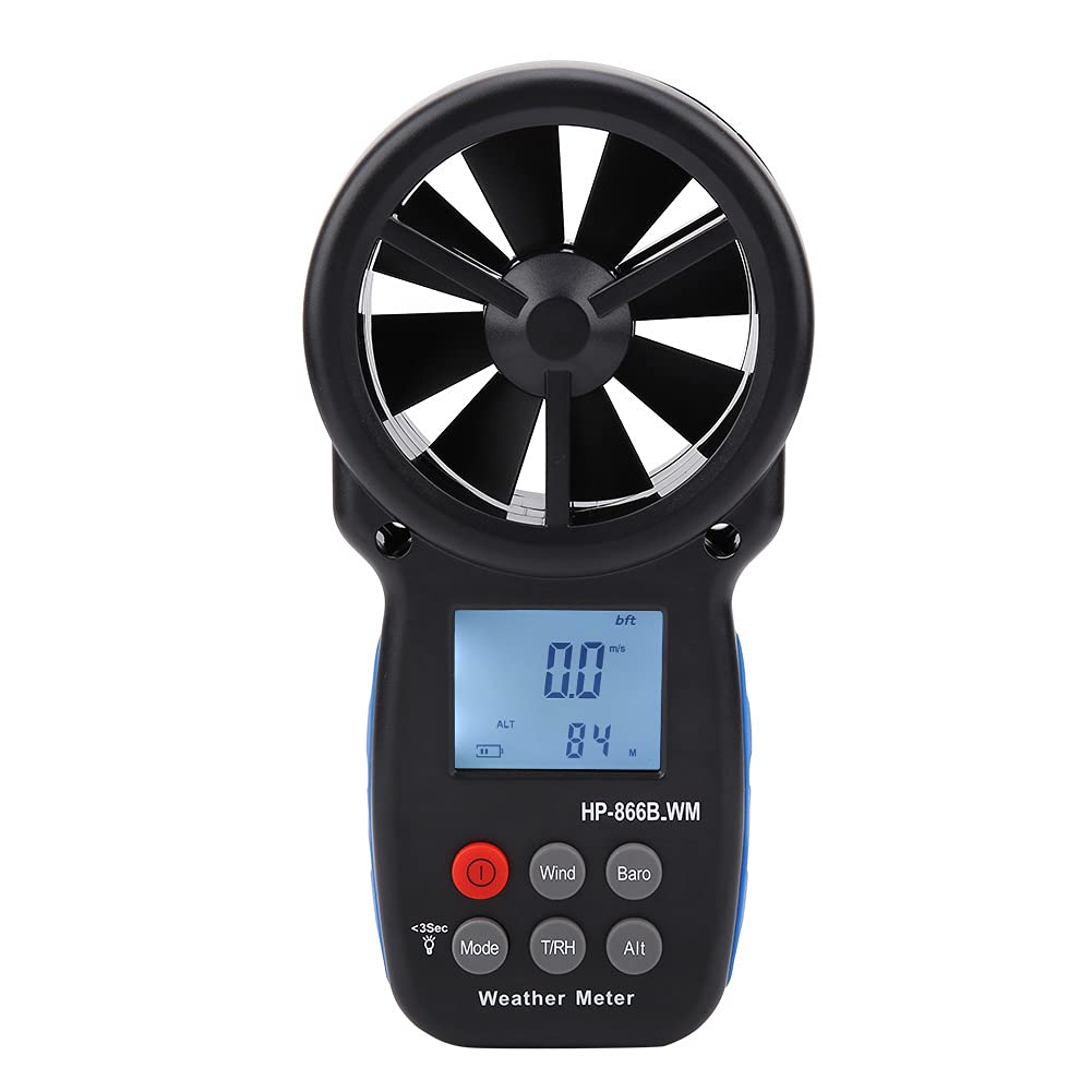 Hidyliu Anemometro Digitale 866B-WM Misuratore Portatile della velocità del per Sport All'aria Aperta e Monitoraggio Meteorologico Materiale ABS