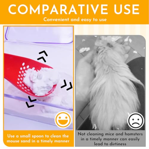 Image of Hamster Sand Bath Scoop for Small Pet, 2Pcs, Red+White | Dust-Free, Odor Control Small Pet Care